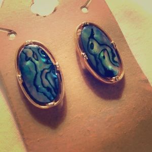 Vintage Gold Accent Abalone Shell Earring Set
